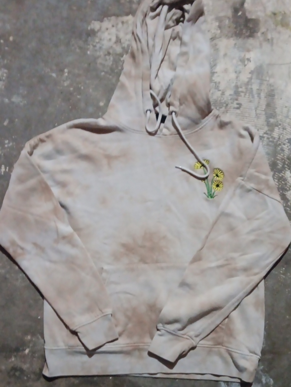 VINTAGE LOOK Neutral Tie-Dye Hooded SweaTER Size Xs